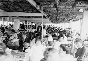 Hospital boat, mothers and children on upper deck, 1910. Creator: Bain News Service