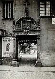 Stonework Prints: Hospital de la Santa Cruz, Barcelona: the door leading through to the courtyard