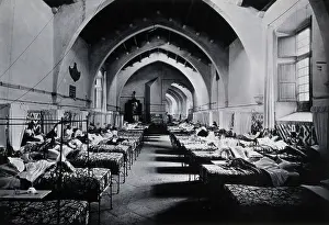 Beds Prints: Hospital de la Santa Cruz, Barcelona: ward of San Jose Oriol, c1900. Creator: Unknown