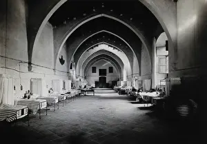 High Ceiling Prints: Hospital de la Santa Cruz, Barcelona: ward of Santa Eulalia, c1900. Creator: Unknown
