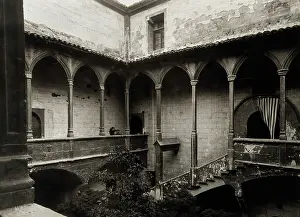 Cataluna Prints: Hospital de la Santa Maria, Lerida: view of the staircase to the courtyard