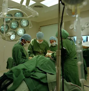Hospital operating theatre, Royal Masonic Hospital, Hammersmith, London, 1980. Artist