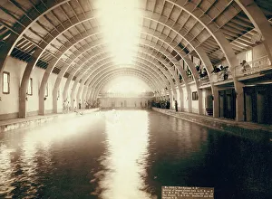 Grabill Prints: Hot Springs, SD Interior of largest plunge bath in US on FE and MV R'y
