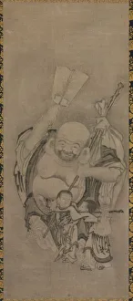 Hotei with Daoist Immortals: Hotei, c. 1575-1600. Creator: Ky?seki Tomonobu (Japanese, 1653-1721)