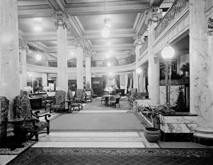 Reception Hall Prints: Hotel Utica, reception lobby, Utica, N.Y. between 1905 and 1915. Creator: Unknown