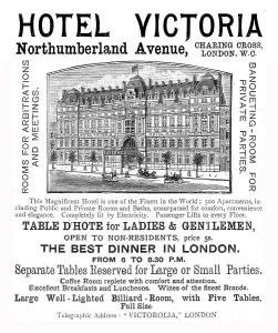 Northumberland Avenue Prints: Hotel Victoria, Northumberland Avenue, 1891. Creator: Unknown