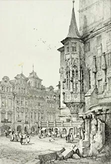 Images Dated 10th February 2022: Hotel de Ville, Prague, 1833. Creator: Samuel Prout