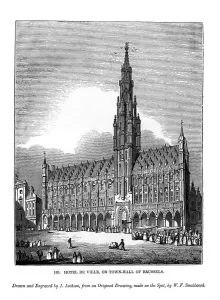 Hotel de Ville, or town hall of Brussels, 1843. Artist: J Jackson Hotel de Ville, or town hall of Brussels, 1843. Artist: J Jackson