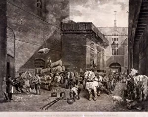 Brewing Gallery: The Hour Glass Brewery on Upper Thames Street, London, 1821. Artist: J Bromley