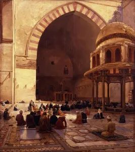 Sitting On Ground Prints: The Hour of Prayer - Interior of the Mosque Sultan Hassan