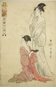 Hour of the Snake (Mi no koku), from the series Twelve Hours in Yoshiwara... Japan, c. 1794. Creator: Kitagawa Utamaro. Hour of the Snake (Mi no koku), from the series Twelve Hours in Yoshiwara... Japan, c. 1794. Creator: Kitagawa Utamaro