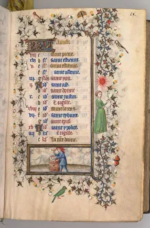 Hours of Charles the Noble, King of Navarre (1361-1425): fol. 8r, August, c. 1405