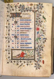 Hours of Charles the Noble, King of Navarre (1361-1425): fol. 9r, September, c. 1405
