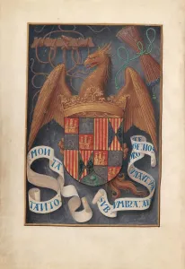 Hours of Queen Isabella the Catholic, Queen of Spain: Fol. 1v, Arms and Mottoes of Isabel
