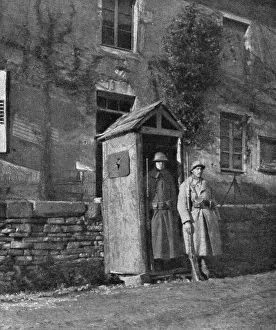 Sentry Prints: Hours of Victory; American sentry and French sentry at the entrance to a village