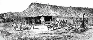 Thatched Gallery: House of the Caboceer of MBO-GE-LAH; An Excursion in Dahomey, 1871. Creator: J. Alfred Skertchly
