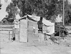 Flue Collection: House in camp of carrot pullers, near Holtville, Imperial Valley, California, 1939