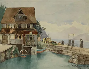 Harbour Wall Prints: House On Canal, 1878. Creator: Louis Michel Eilshemius