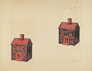 Alf Bruseth Prints: House Coin Bank, c. 1938. Creator: Alf Bruseth