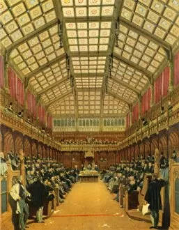 Benches Gallery: The House of Commons During A Debate, 1858, (1947). Creator: Unknown