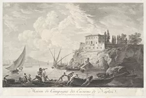 Fishing Collection: House in the Country Surrounding Naples, ca. 1720-60. Creator: Jean Daullé