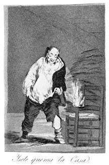 And his house is on fire, 1799. Artist: Francisco Goya And his house is on fire, 1799. Artist: Francisco Goya
