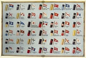 Shipping Line Gallery: House Flags and Funnels of Passenger Steamship Lines, c1930. Creator: Unknown