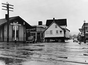 Level Crossing Prints: House being moved through the main street of town