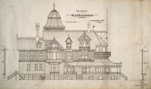Dome Collection: House for Mr. S.W. Allerton, Lake Geneva, Wisconsin: West Elevation, c. 1884