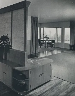 C G Holme Prints: House at Pomona, California... looking across the living room, 1942