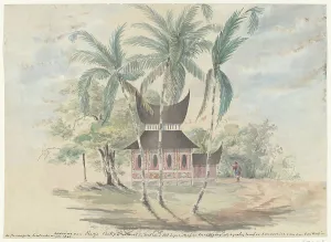 Burned Prints: House of Radja Batipo, demolished and burned to his punishment... (1841). Creator: Anon