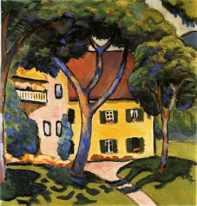 Macke Prints: House in Tegernsee, 1910. Creator: Macke, August (1887-1914)