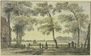 Waggon Prints: House under trees, a woman at the gate