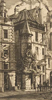 Turret Prints: House with a Turret, rue de la Tixeranderie, Paris, 1852. Creator: Charles Meryon