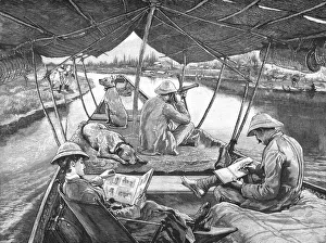Houseboat Life in Kashmir; On the way to Sumbul on the Thelum River, 1891. Creator: W Small