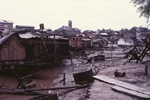 India Asia Prints: Houseboats on Dal Lake, Srinagar, India, 1988. Creator: Amanda Waite