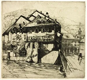 River Aar Prints: Houses on the Aare, Switzerland, 1908. Creator: Donald Shaw MacLaughlan
