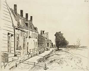 Rowhouse Prints: Houses along the Canal, 1862. Creator: Johan Barthold Jongkind
