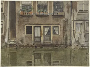 Potted Plants Prints: Houses on a canal in Amsterdam, 1870-1923. Creator: Willem Witsen