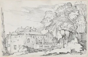Vien Joseph Marie I Prints: Houses and a Garden on a Hillside in Italy