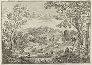 Hiker Prints: Houses Beside a Mountain, 1696. Creator: Crescenzio Onofri