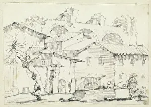 Vien Joseph Marie I Prints: Houses on the North Side of the Forum with the Basilica of Maxentius Beyond