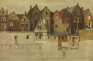 Hendrik Leys Prints: Houses of Old Antwerp, Handschoenmarkt, 1866. Creator: Jan August Hendrik Leys