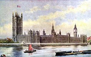 Arnold Wright Gallery: The Houses of Parliament from Lambeth Palace, Westminster, London, c1905