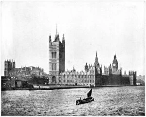 Houses of Parliament, London, late 19th century.Artist: John L Stoddard
