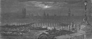 Dock Worker Prints: The Houses of Parliament at Night, 1872. Creator: Gustave Doré