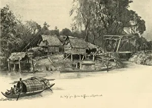 Houses on stilts, Bangkok, Siam, 1898. Creator: Christian Wilhelm Allers Houses on stilts, Bangkok, Siam, 1898. Creator: Christian Wilhelm Allers