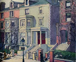Robert Polhill Prints: Houses in Sunlight, Hampstead, c20th century. Artist: Robert Polhill Bevan