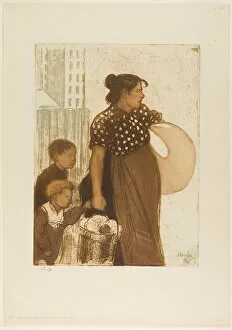 Returning Collection: Housewife and Children Returning from the Laundry House, 1899