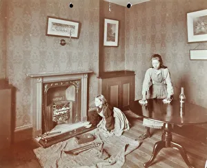 Polishing Prints: Housewifery lesson, Morden Terrace School, Greenwich, London, 1908